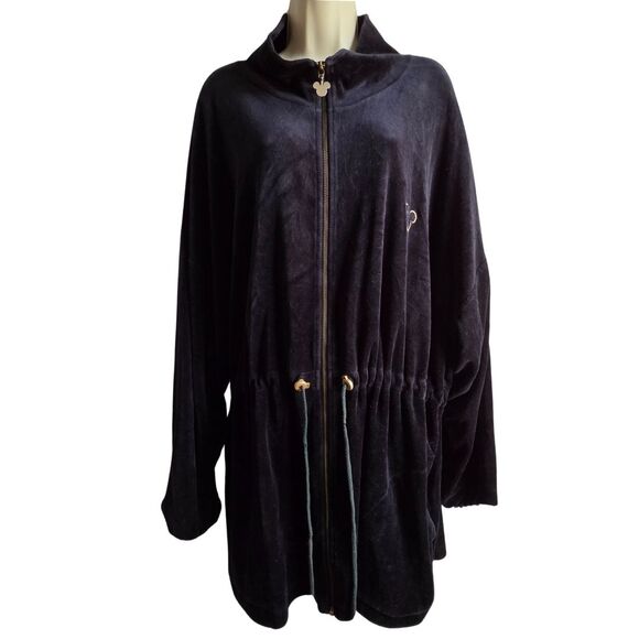 Disney Catalog Velour Track Jacket Black 2X Y2K Mickey Mouse Full Zip - Picture 1 of 11